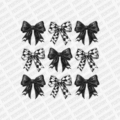 Coquette Black and Plaid Pumpkins and Bows DTF Transfer - PrintPony™