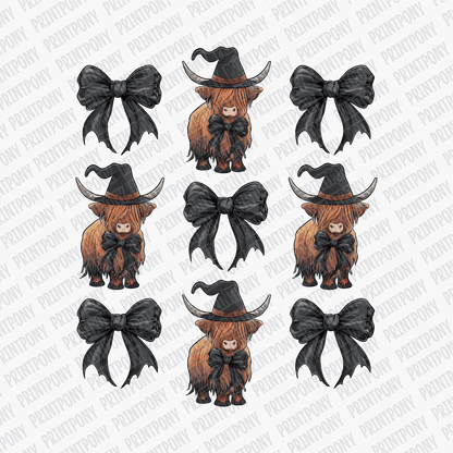 Coquette Black Bows and Highland Cows DTF Transfer - PrintPony™