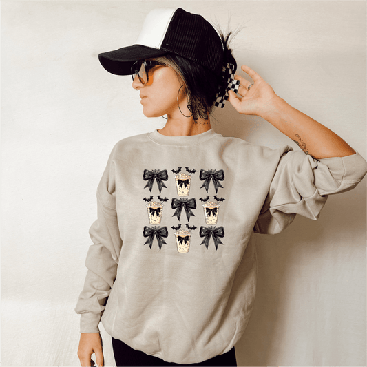 Coquette Black Bows with Bats and Coffees DTF Transfer - PrintPony™