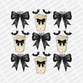 Coquette Black Bows with Bats and Coffees DTF Transfer - PrintPony