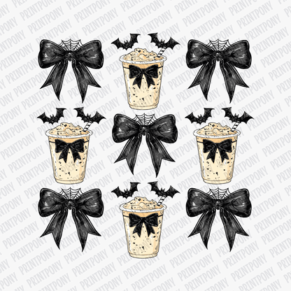 Coquette Black Bows with Bats and Coffees DTF Transfer - PrintPony™