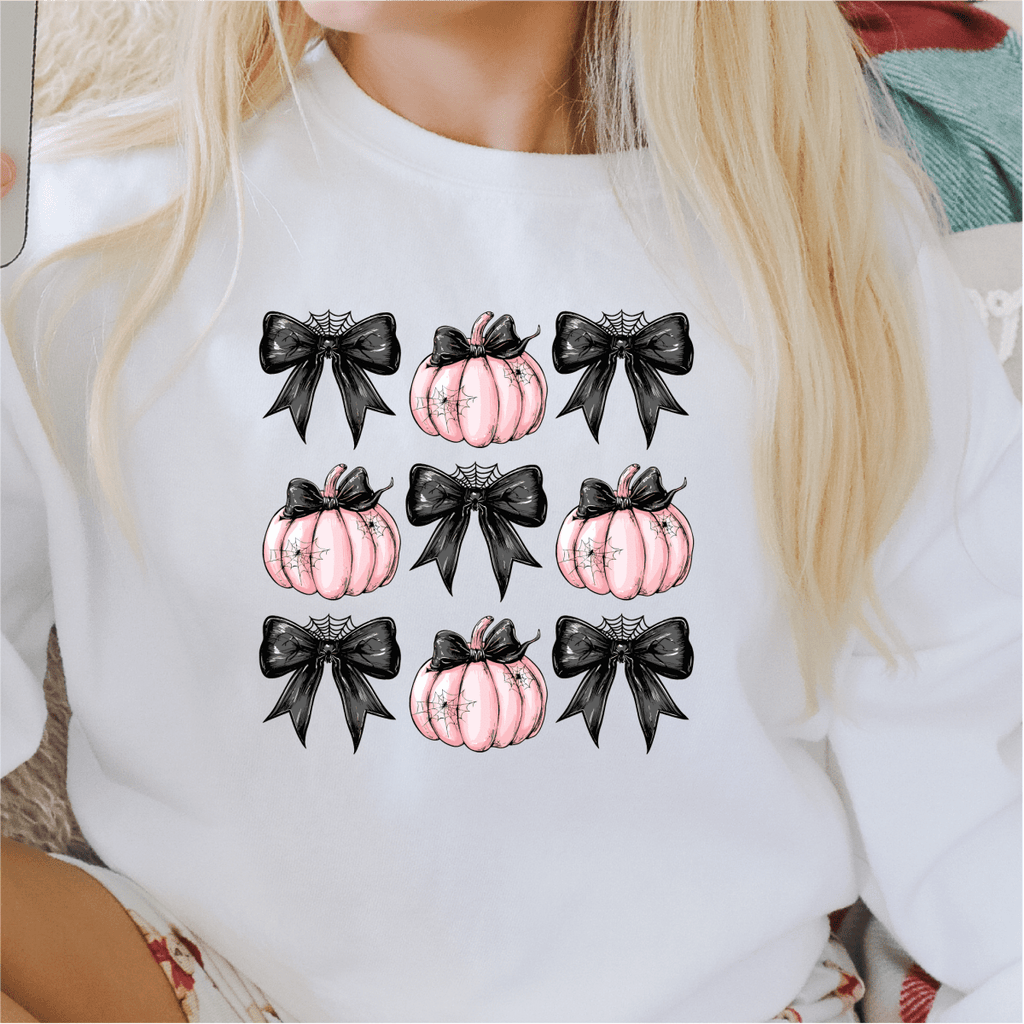 Coquette Black Bows with Spiders and Pink Pumpkins DTF Transfer - PrintPony