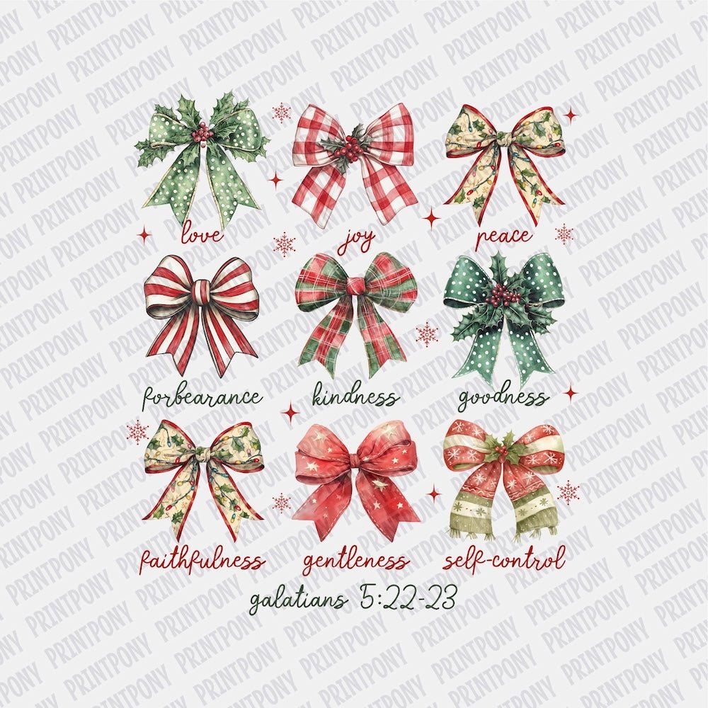 Coquette Bows Galatians 5:22 - 23 DTF Transfer - PrintPony