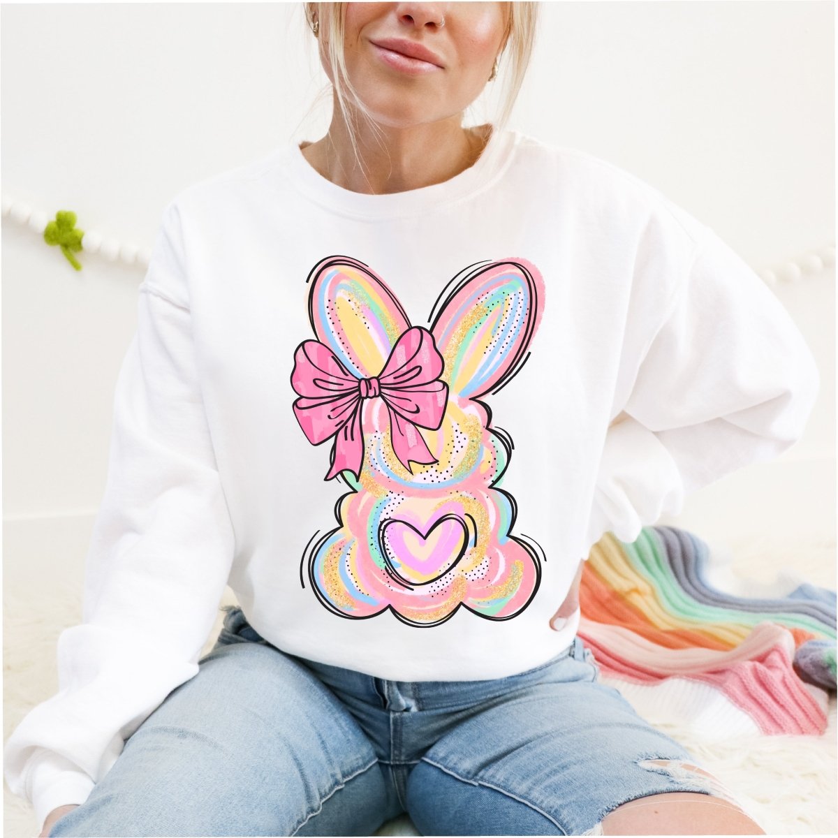 Coquette bunny with bow DTF transfer - PrintPony