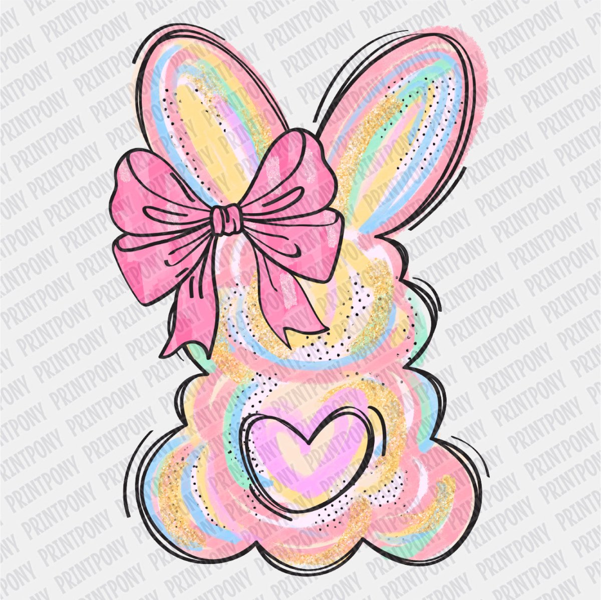 Coquette bunny with bow DTF transfer - Print Pony™