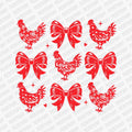 Coquette Chickens and Bows | Valentine's Day DTF Transfer - PrintPony