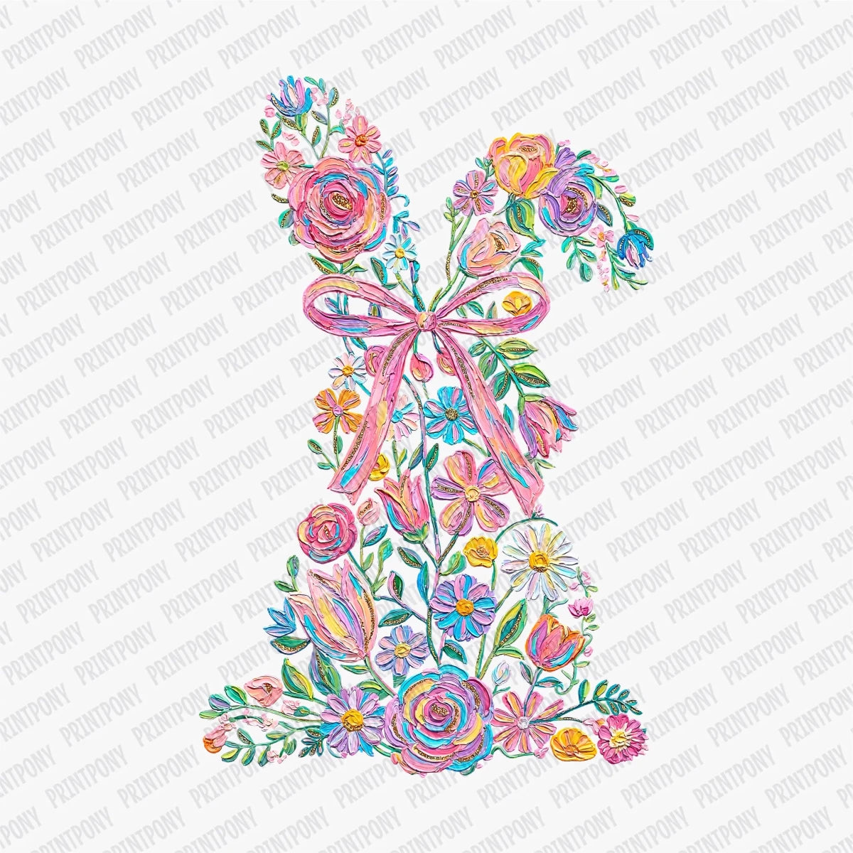 Coquette Floral Easter Bunny DTF Transfer - PrintPony