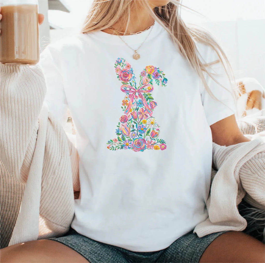 Coquette Floral Easter Bunny DTF Transfer - PrintPony