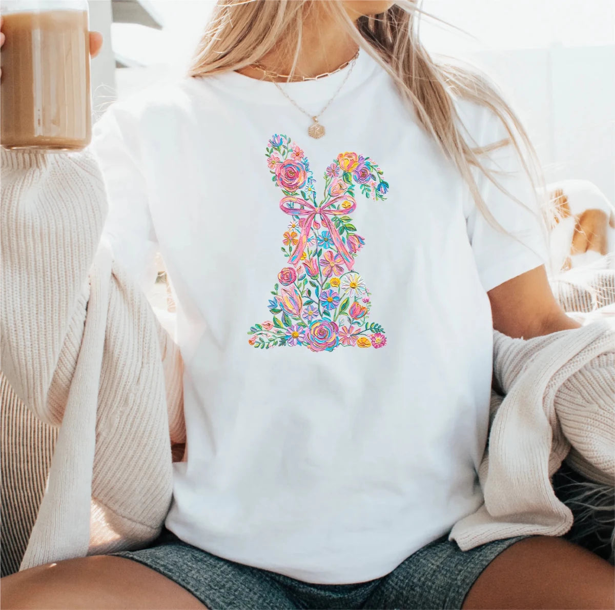 Coquette Floral Easter Bunny DTF Transfer - PrintPony