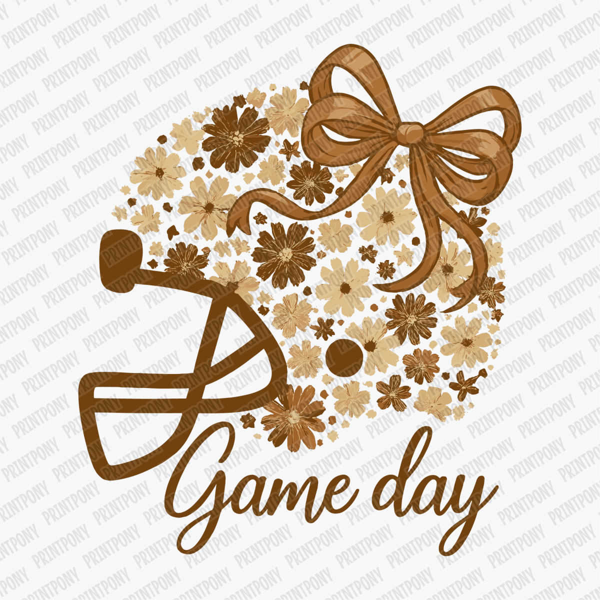 Coquette Floral Football Helmet Game Day DTF Transfer - PrintPony™