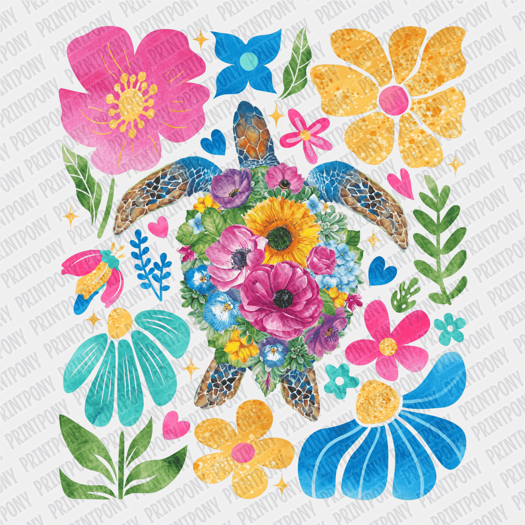 Coquette Floral Sea Turtle - DTF transfer - PrintPony