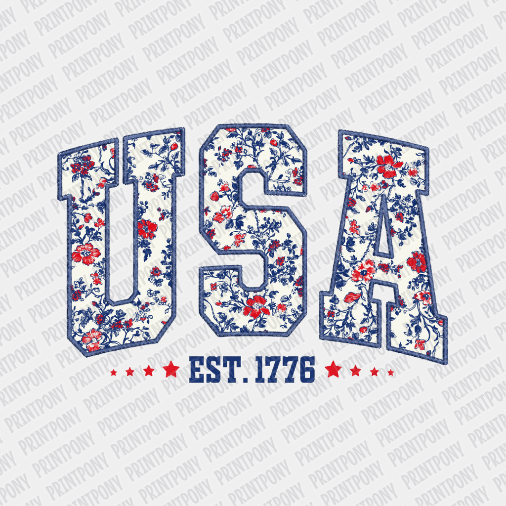 Coquette Floral USA Patriotic DTF transfer - PrintPony