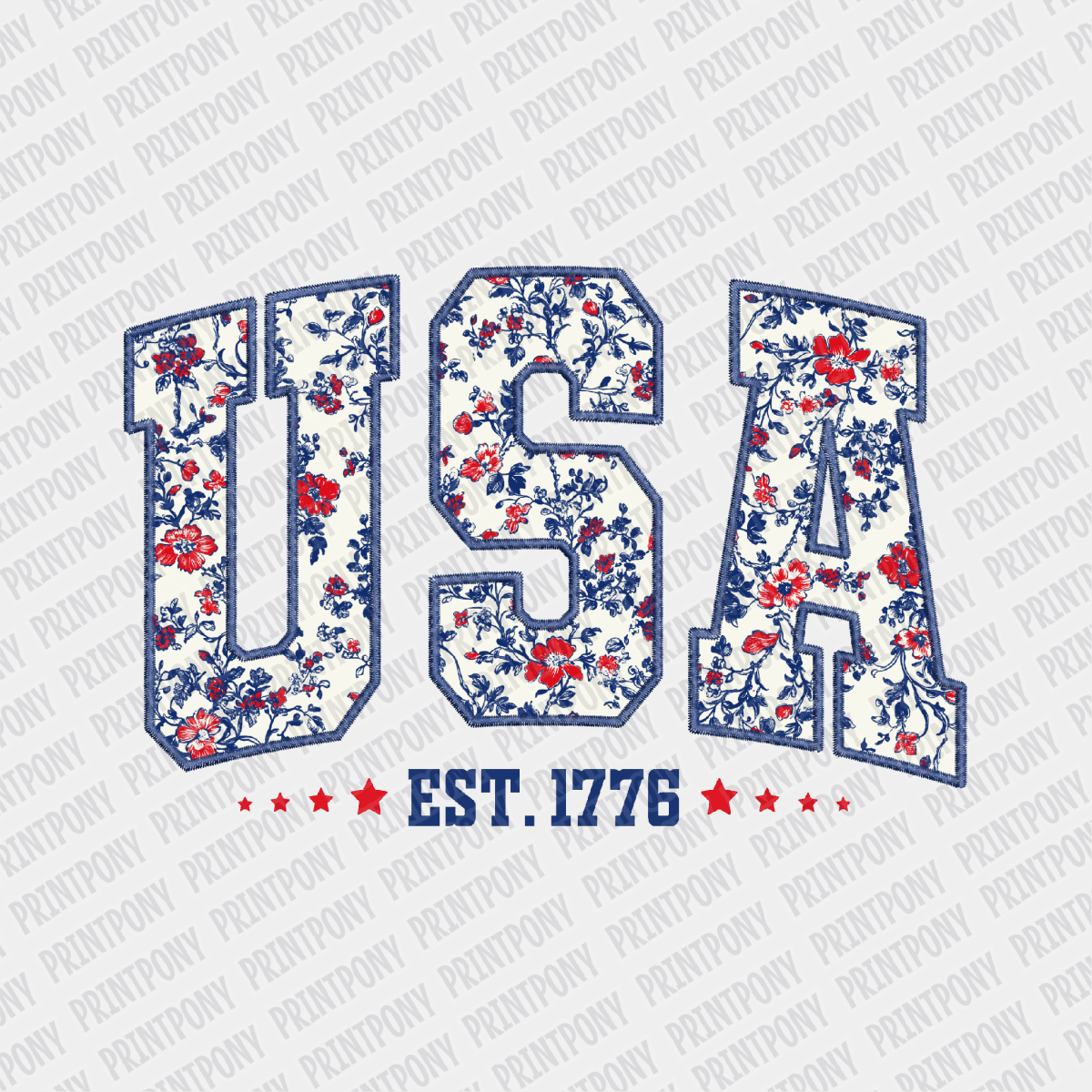 Coquette Floral USA Patriotic DTF transfer - PrintPony