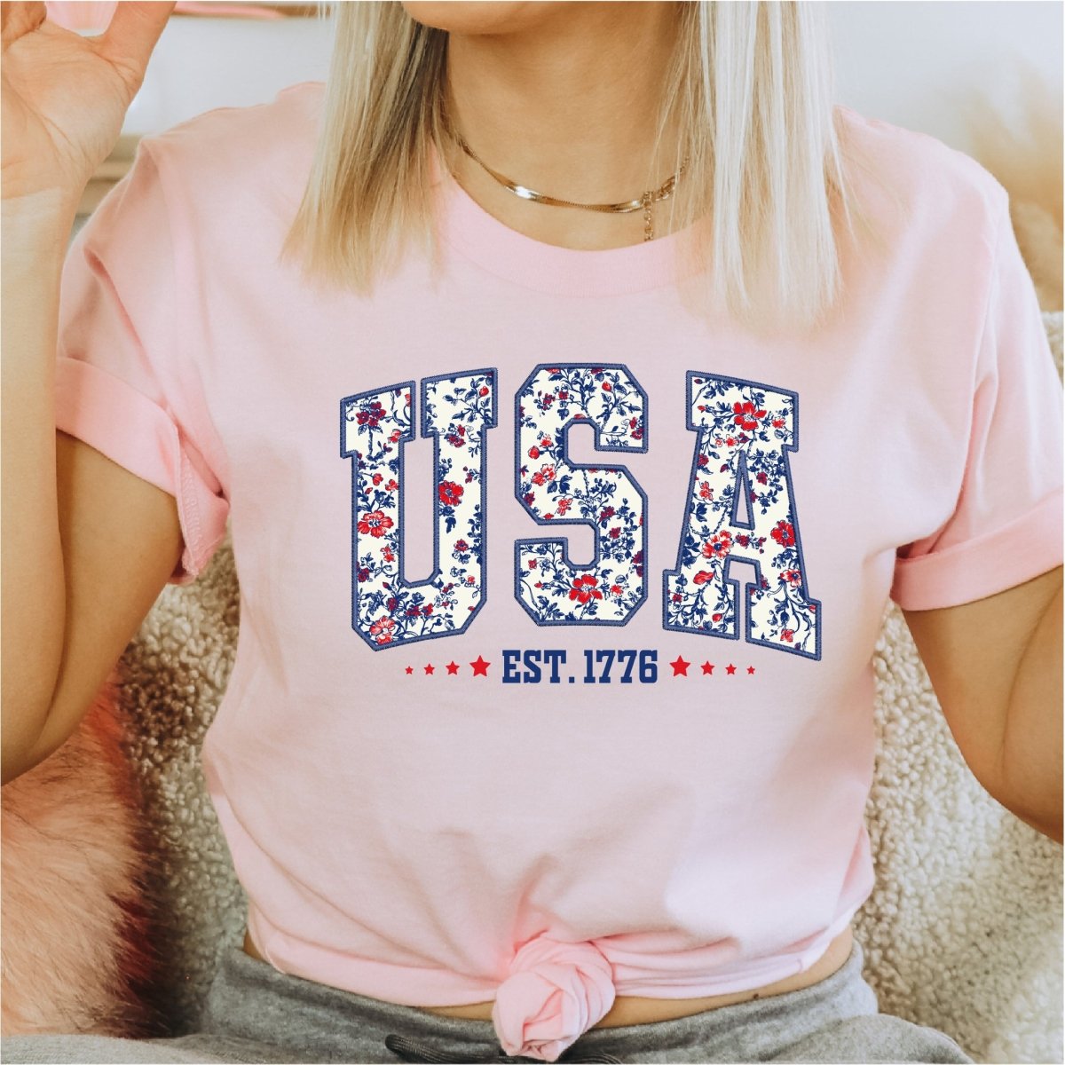Coquette Floral USA Patriotic DTF transfer - PrintPony