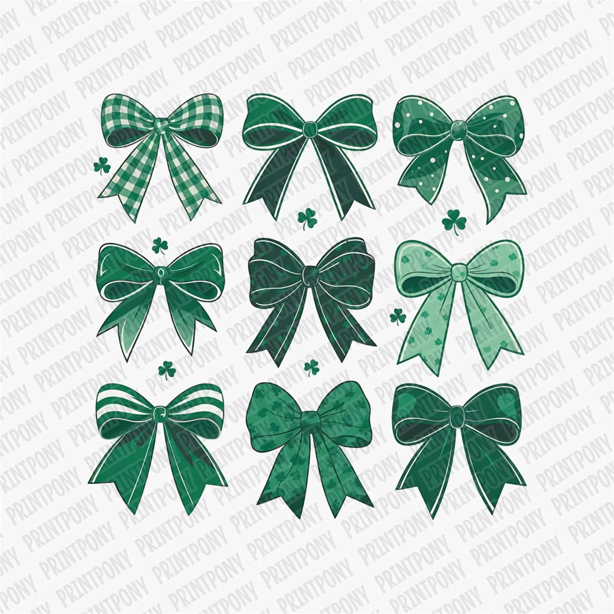 Coquette Green Bows DTF Transfer - PrintPony