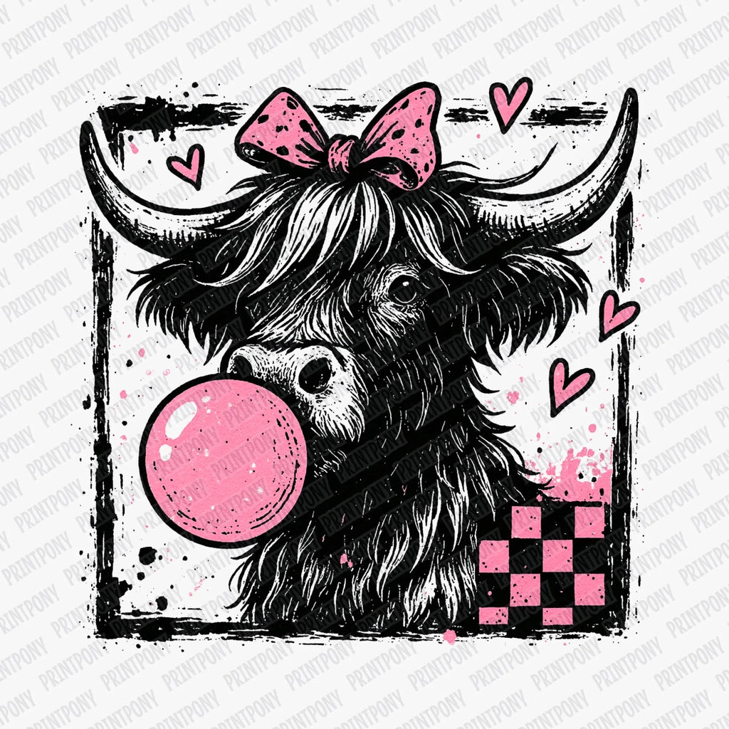 Coquette Highland Cow DTF Transfer - PrintPony