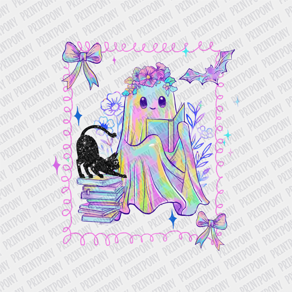 Coquette Iridescent Ghost DTF Transfer - PrintPony