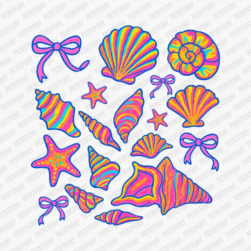 Coquette Neon Sea Shells DTF transfer - PrintPony