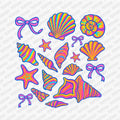 Coquette Neon Sea Shells DTF transfer - PrintPony