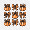 Coquette Orange Leopard Print Bows and Pumpkins DTF Transfer - PrintPony