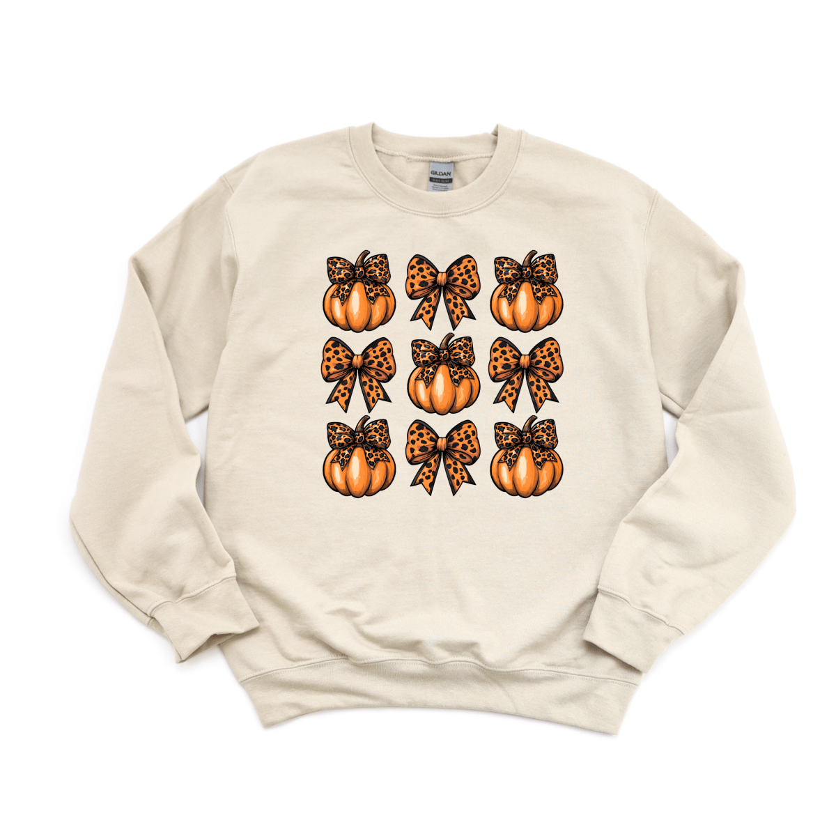 Coquette Orange Leopard Print Bows and Pumpkins DTF Transfer - PrintPony