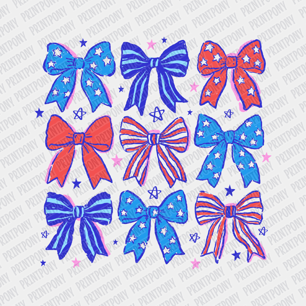 Coquette Patriotic Ribbons DTF transfer - PrintPony