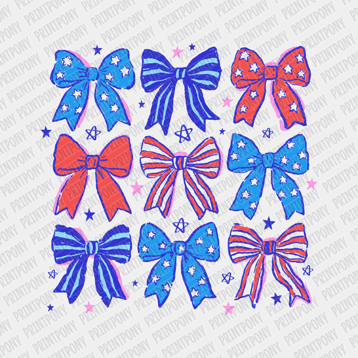 Coquette Patriotic Ribbons DTF transfer - PrintPony