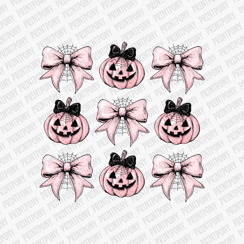Coquette Pink Bows and Pumpkins DTF Transfer - PrintPony