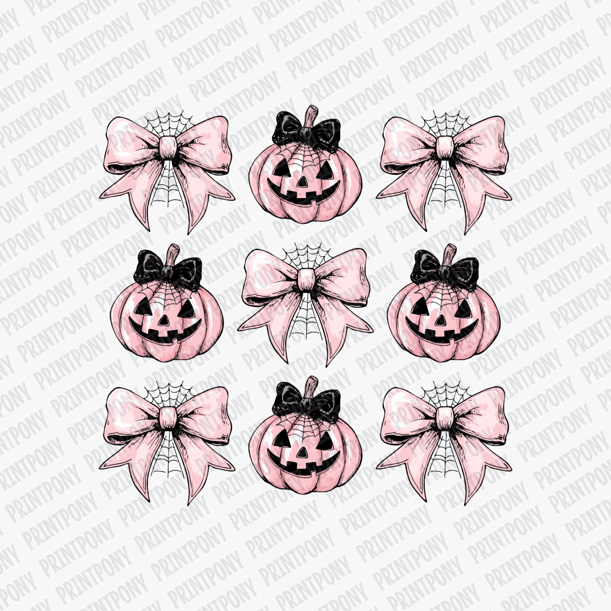 Coquette Pink Bows and Pumpkins DTF Transfer - PrintPony