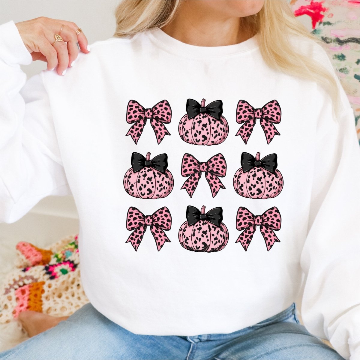 Coquette Pink Leopard Print Bows and Pumpkins DTF Transfer - PrintPony