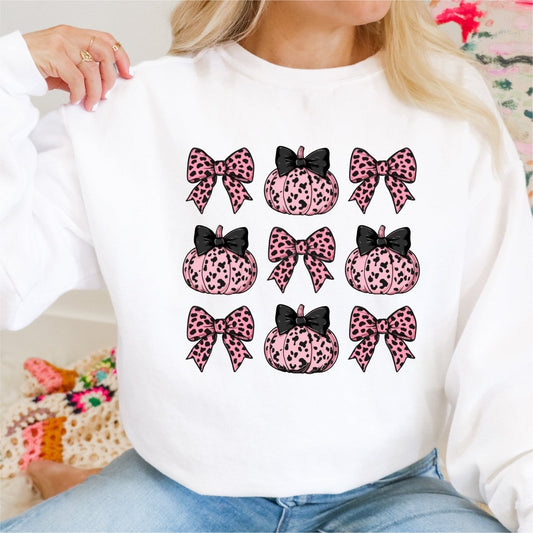 Coquette Pink Leopard Print Bows and Pumpkins DTF Transfer - PrintPony™