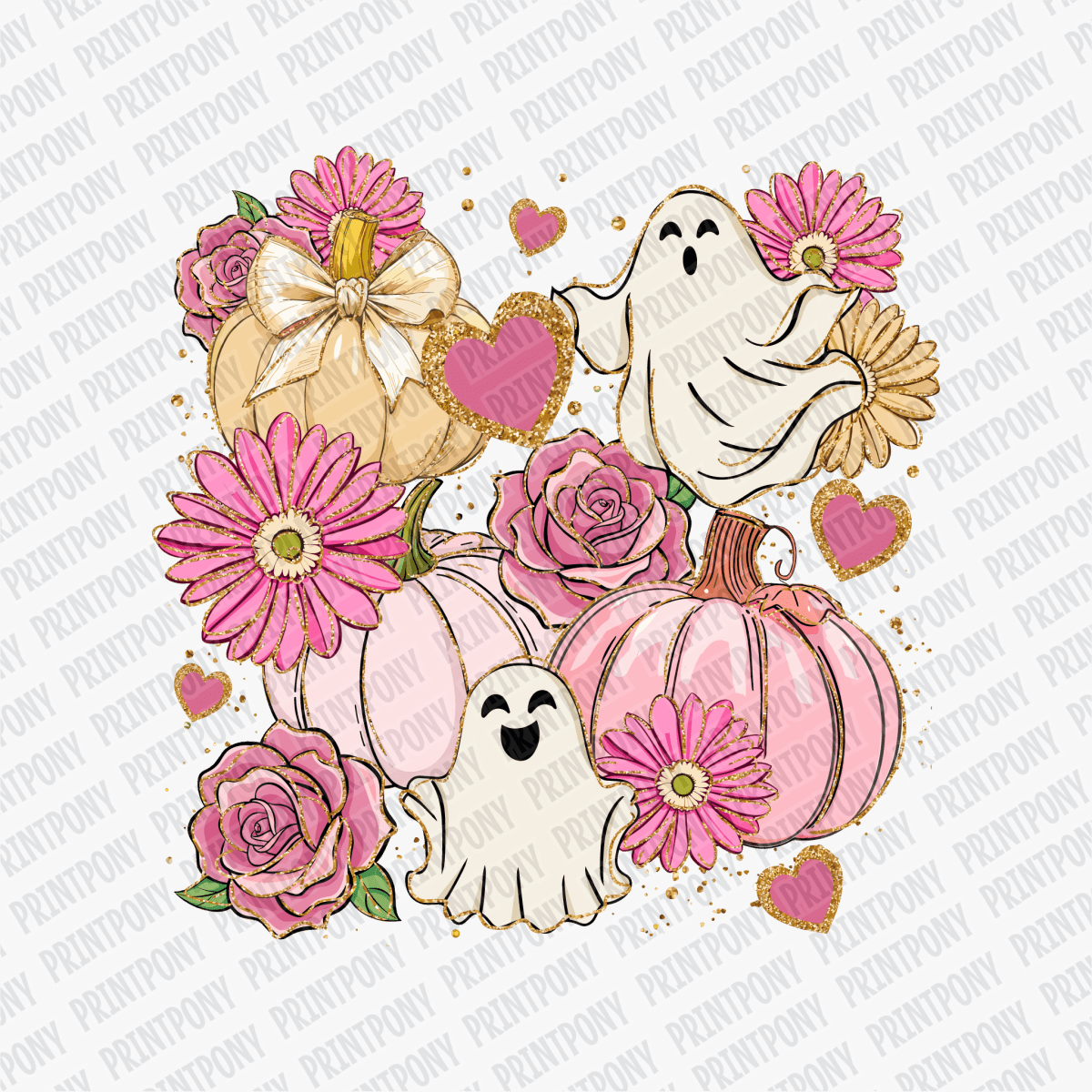 Coquette Pink Pumpkins and Ghosts - DTF Transfer - PrintPony™