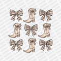 Coquette Plaid Bows and Cowgirl Boots DTF Transfer - PrintPony