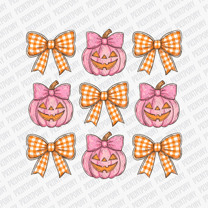 Coquette Plaid Bows and Pink Pumpkins DTF Transfer - PrintPony™