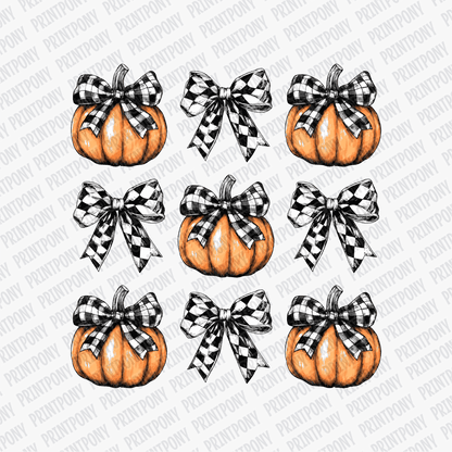 Coquette Plaid Bows and Pumpkins DTF Transfer - PrintPony™