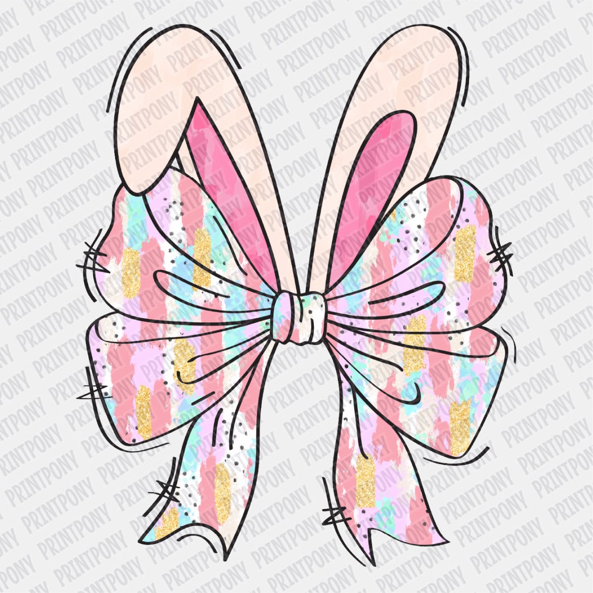 Coquette Ribbon and Bunny Ears DTF transfer - PrintPony