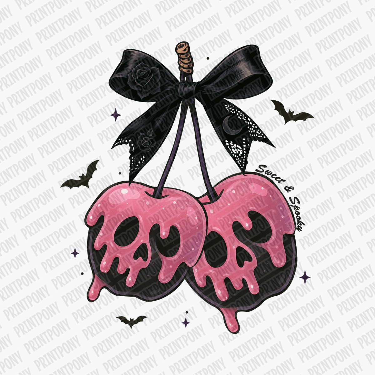 Coquette Ribbon and Skulls Halloween DTF Transfer - PrintPony