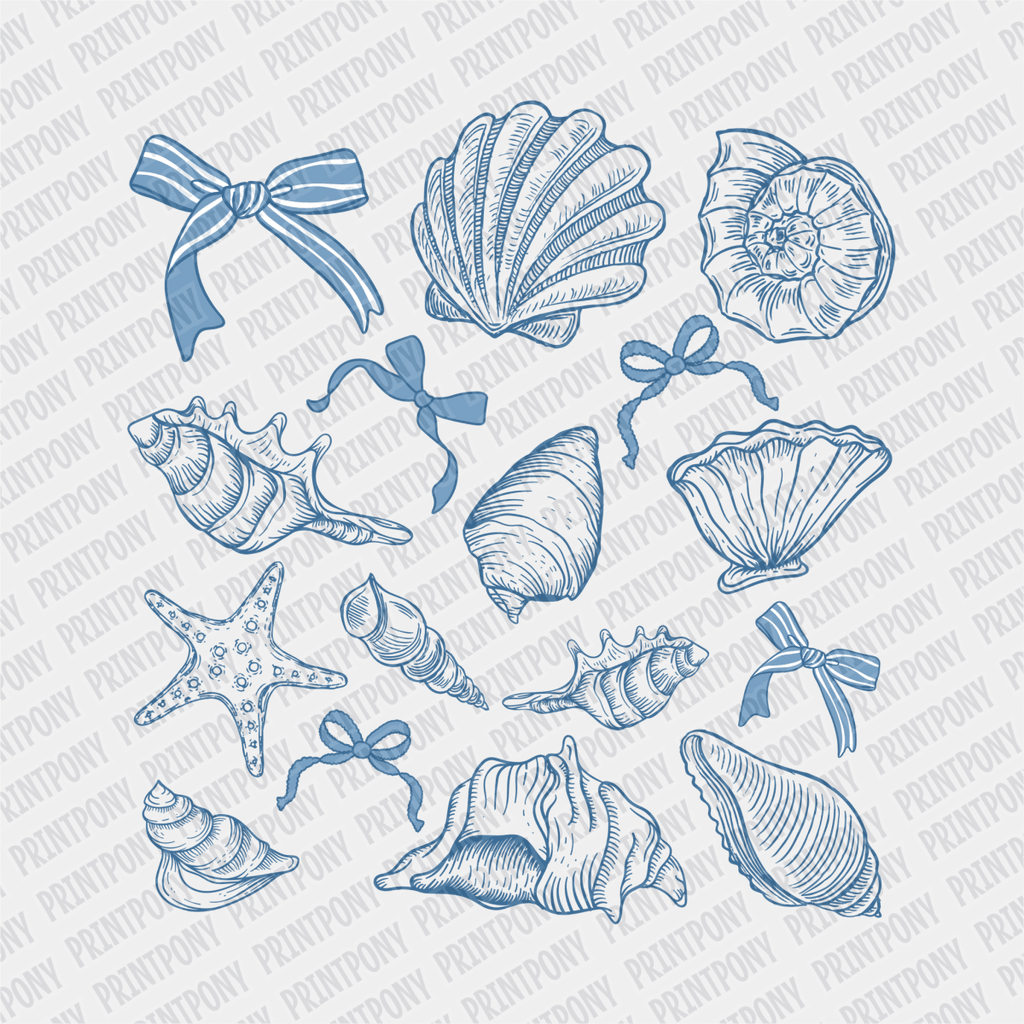 Coquette Sea Shells and Ribbons - DTF transfer - PrintPony