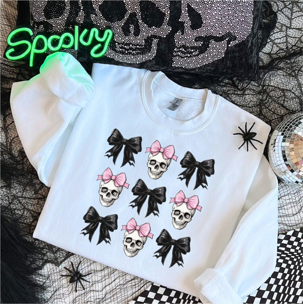Coquette Skull and Ribbon Halloween DTF Transfer - PrintPony