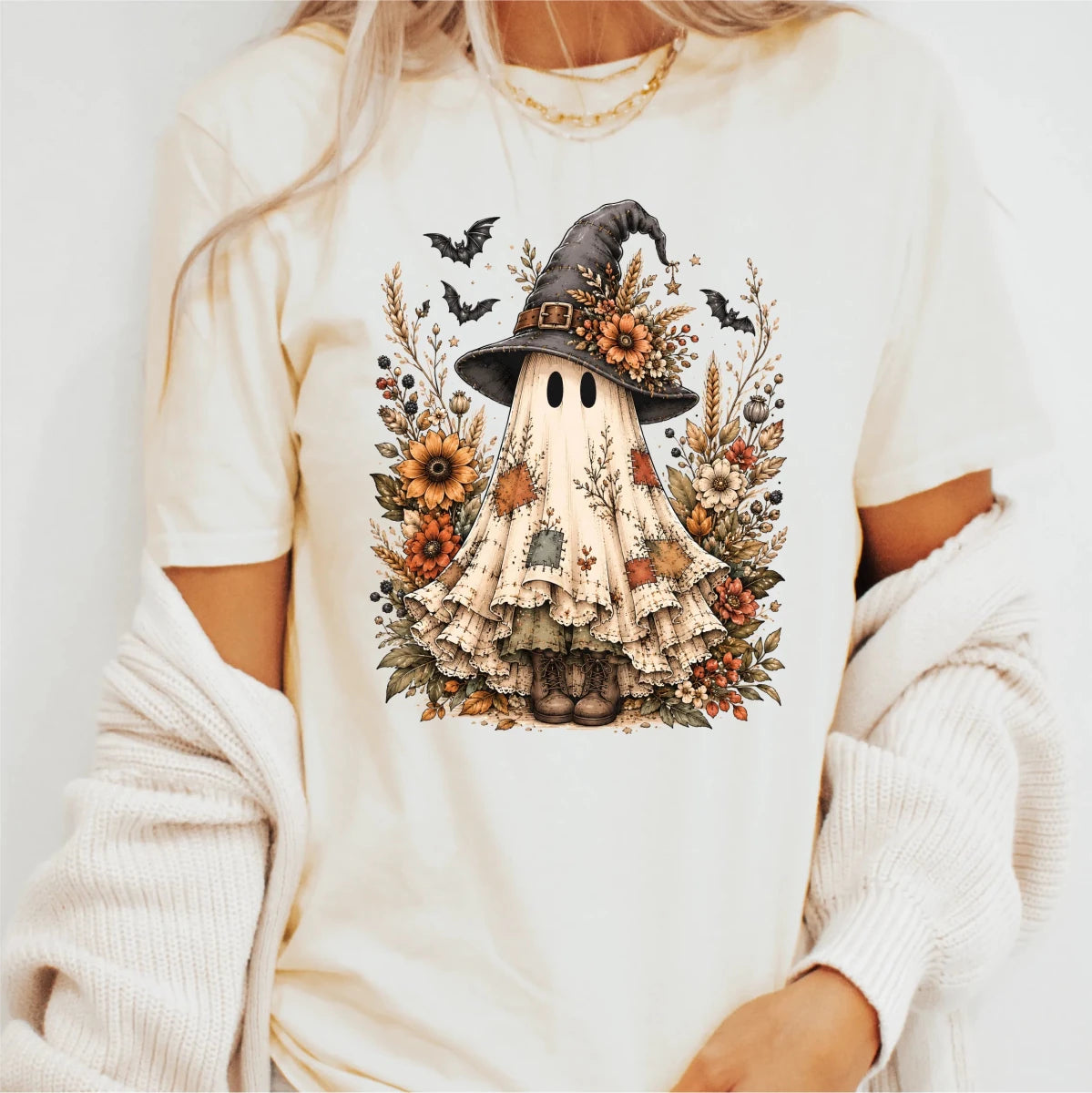Cottage Core Fall Ghost - DTF Transfer - PrintPony