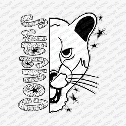 Cougars Mascot Dotted Design DTF Transfer - PrintPony™