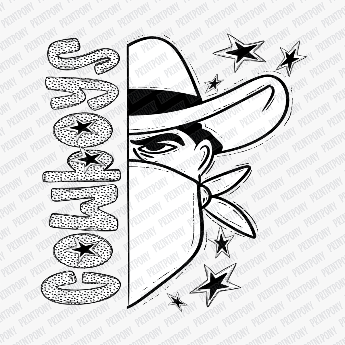 Cowboys Mascot Dotted Design DTF Transfer - PrintPony
