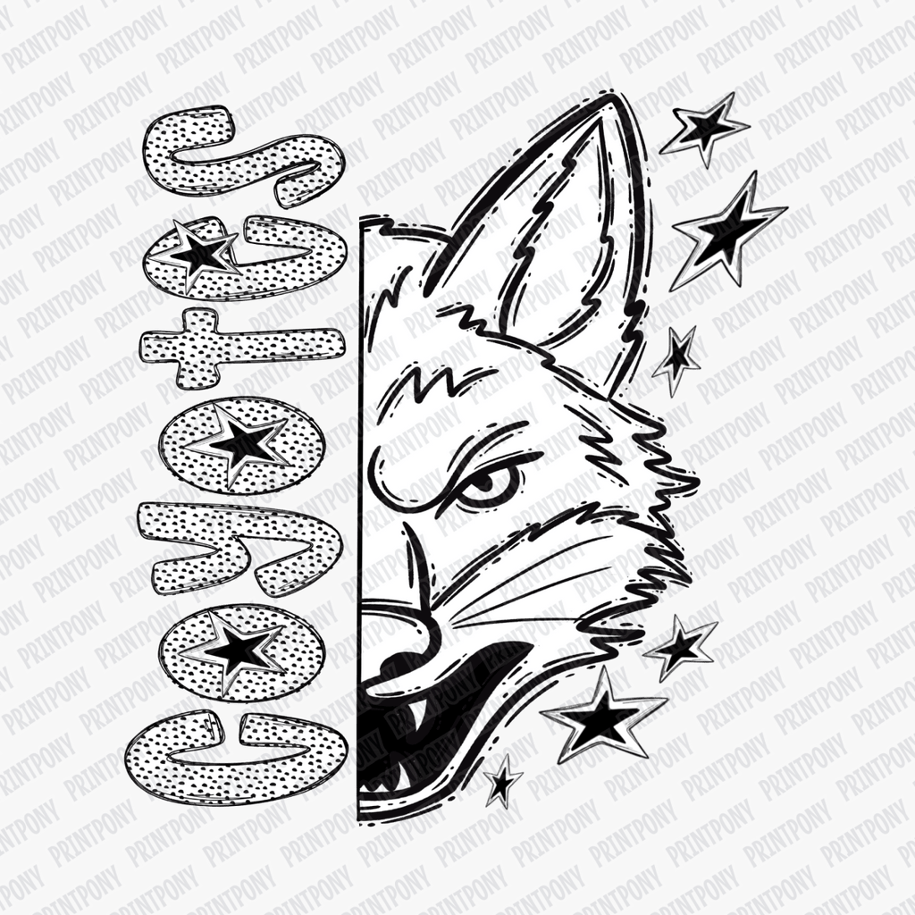 Coyotes Mascot Dotted Design DTF Transfer - PrintPony