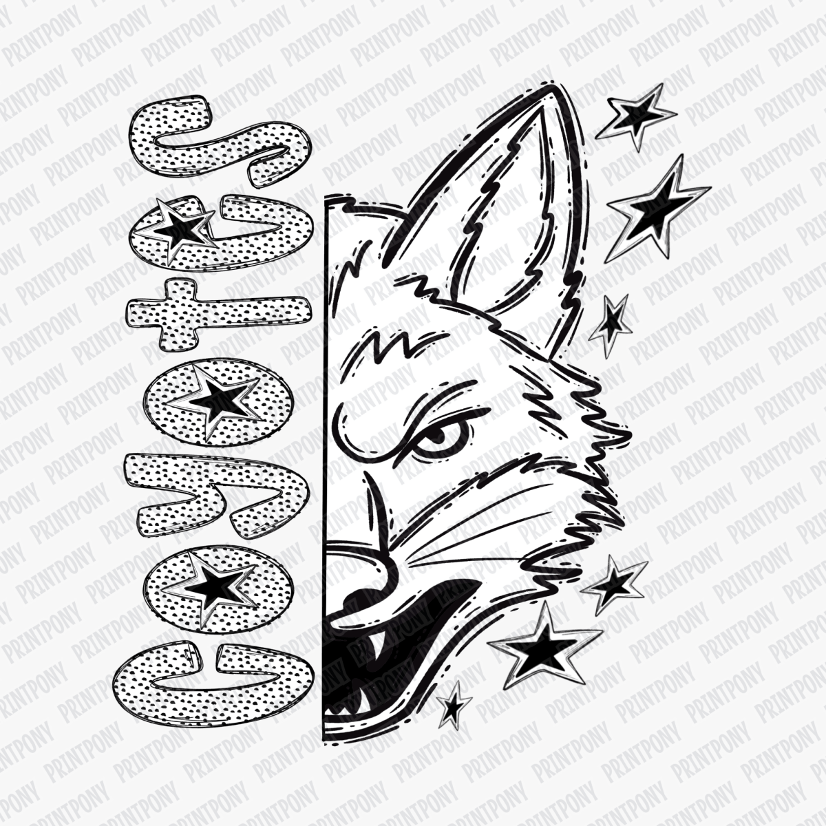 Coyotes Mascot Dotted Design DTF Transfer - PrintPony