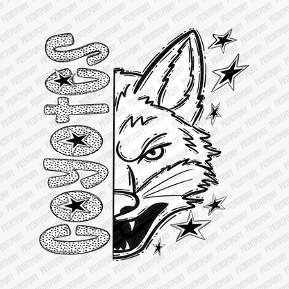 Coyotes Mascot Dotted Design DTF Transfer - PrintPony™