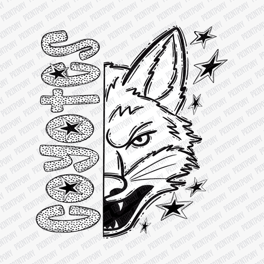 Coyotes Mascot Dotted Design DTF Transfer - PrintPony™
