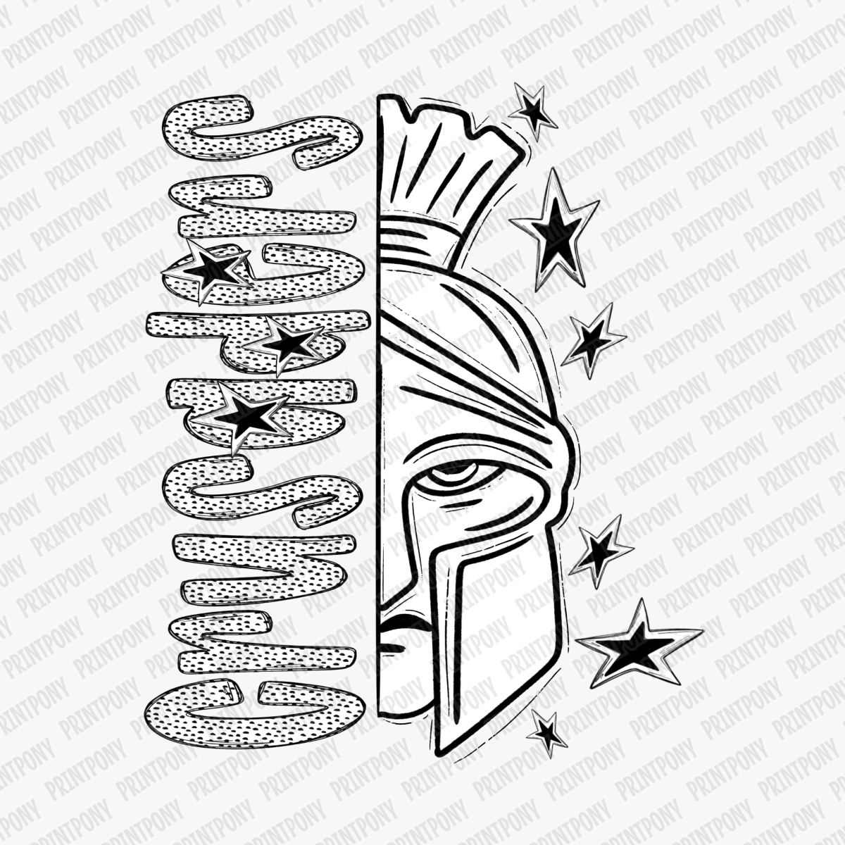 Crusaders Mascot Dotted Design DTF Transfer - PrintPony