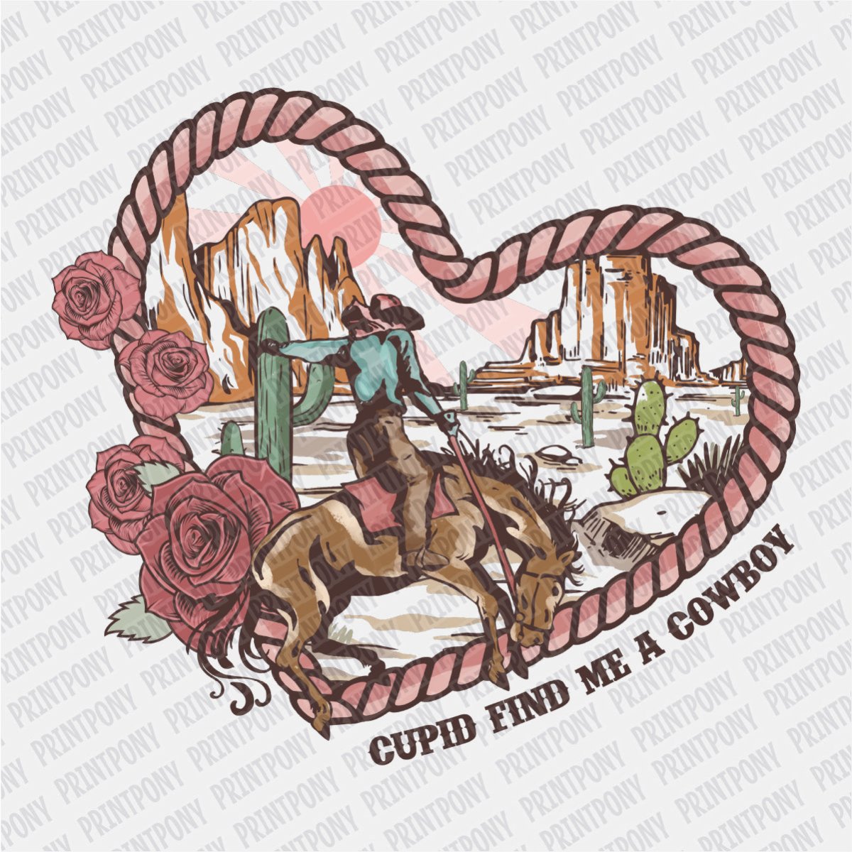 Cupid find Me a Cowboy DTF Transfer - Print Pony
