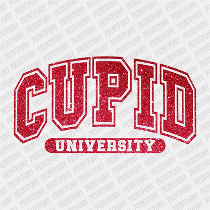 Cupid University Faux Glitter DTF Transfer with sleeve - PrintPony