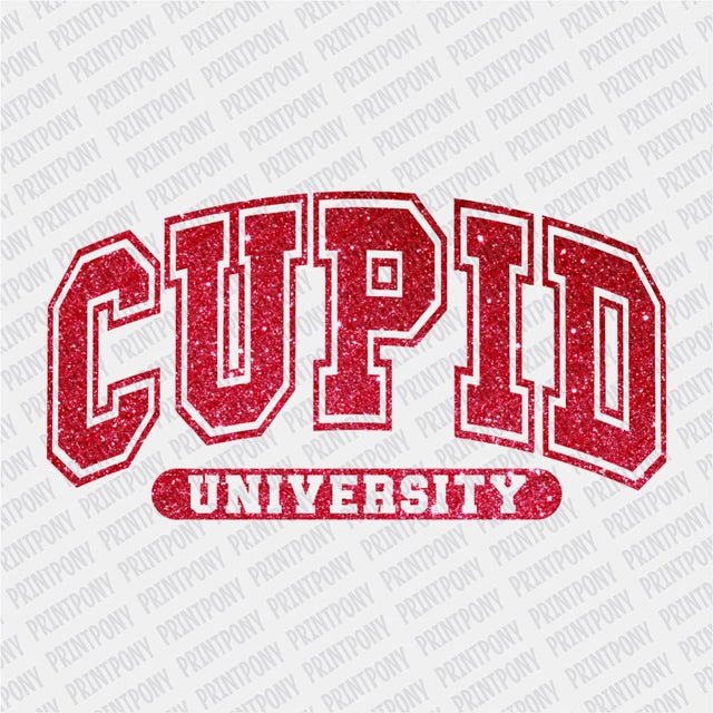 Cupid University Faux Glitter DTF Transfer with sleeve - Print Pony™